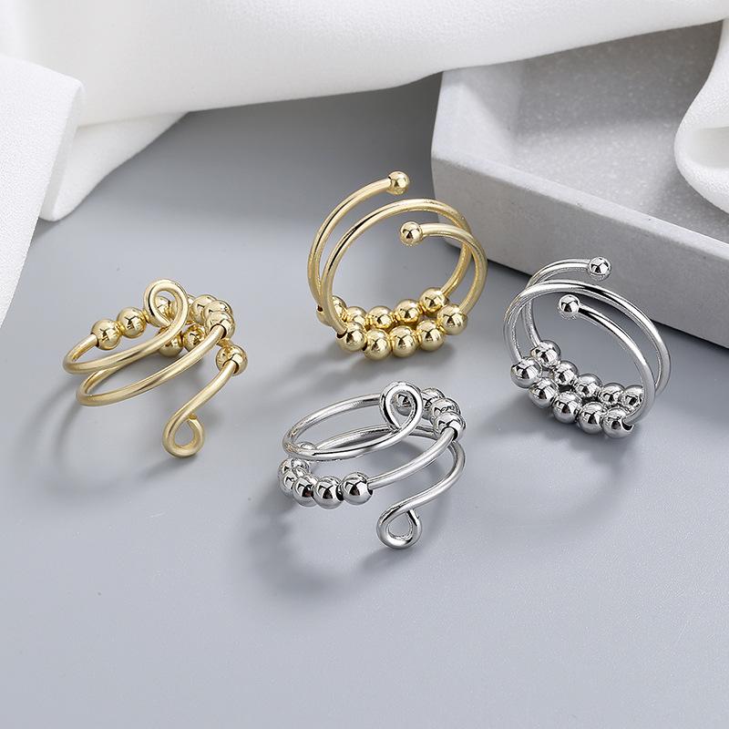 Women's Ring Personalised Simple Gold Ring Double Opening Adjustable Unwrapped Rings