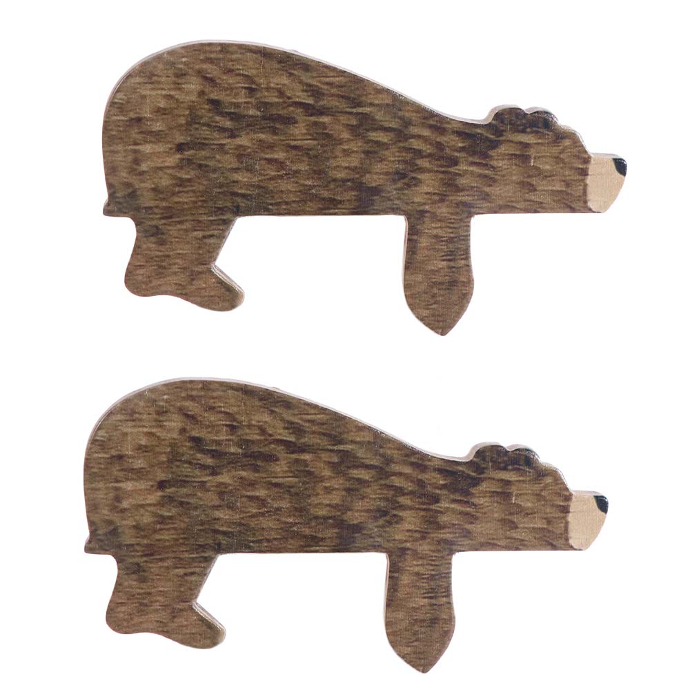 2pcs Craft Wooden Bear Door Frame Funny Cartoon Door Corner Pendant Handmade Cute Animal Door Sign Props
