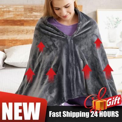 3 Heating Levels Fleece Heated Blanket Wearable Warmer Coral Velvet Blanket Quickly Heated Cape Pad USB Electric Heated Blanket