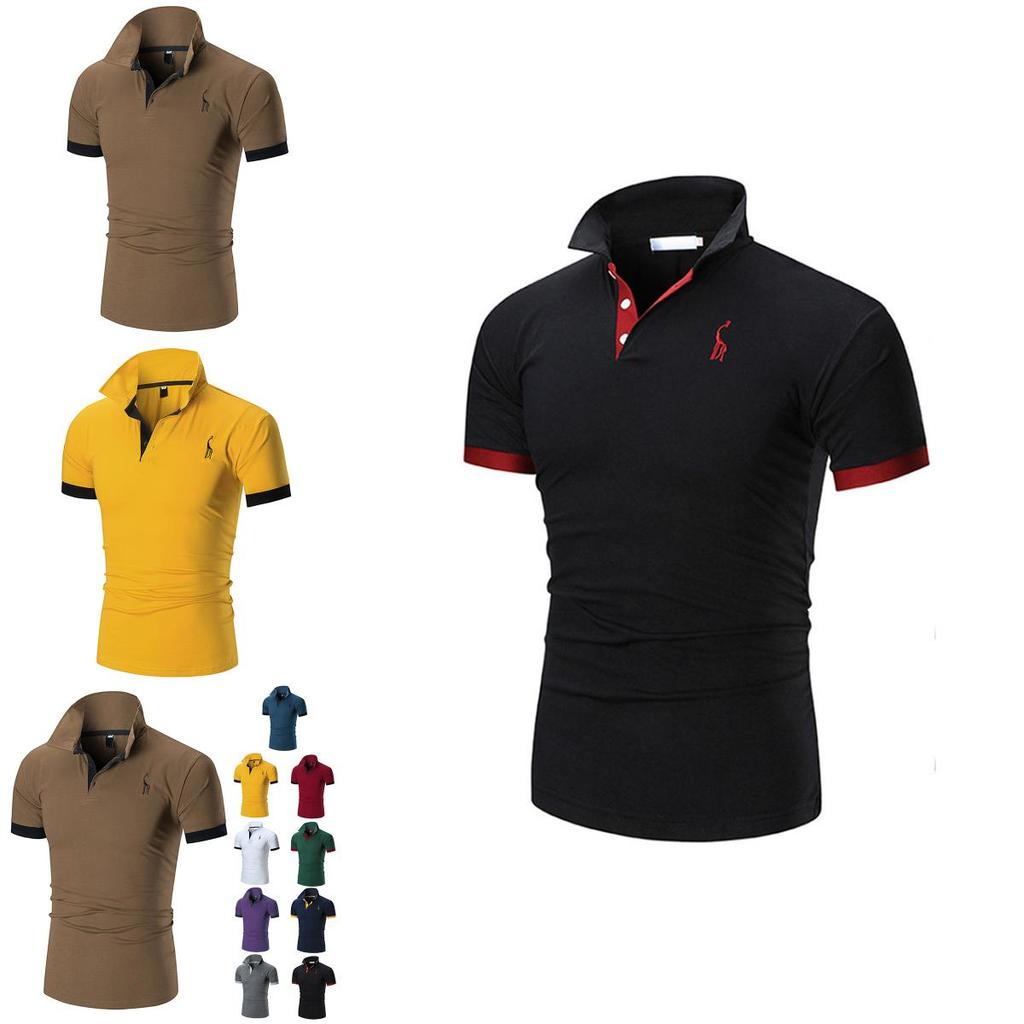 New Polo Mens Shirt Slim Fit Short Sleeve Basic Shirts Muscle Tee Tops Tshirt