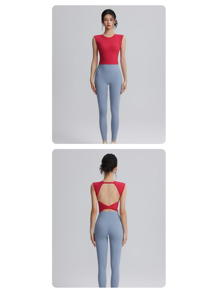 Women's Short Sleeve Backless Sports Top with Bra Pads - Quick Dry, Beautiful Back, Ideal for Pilates & Yoga.
