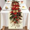 1pc Christmas Table Runner Retro Poinsettia Polyester Table Cover Christmas Decorations for Home 2026 New Year Party Supplies