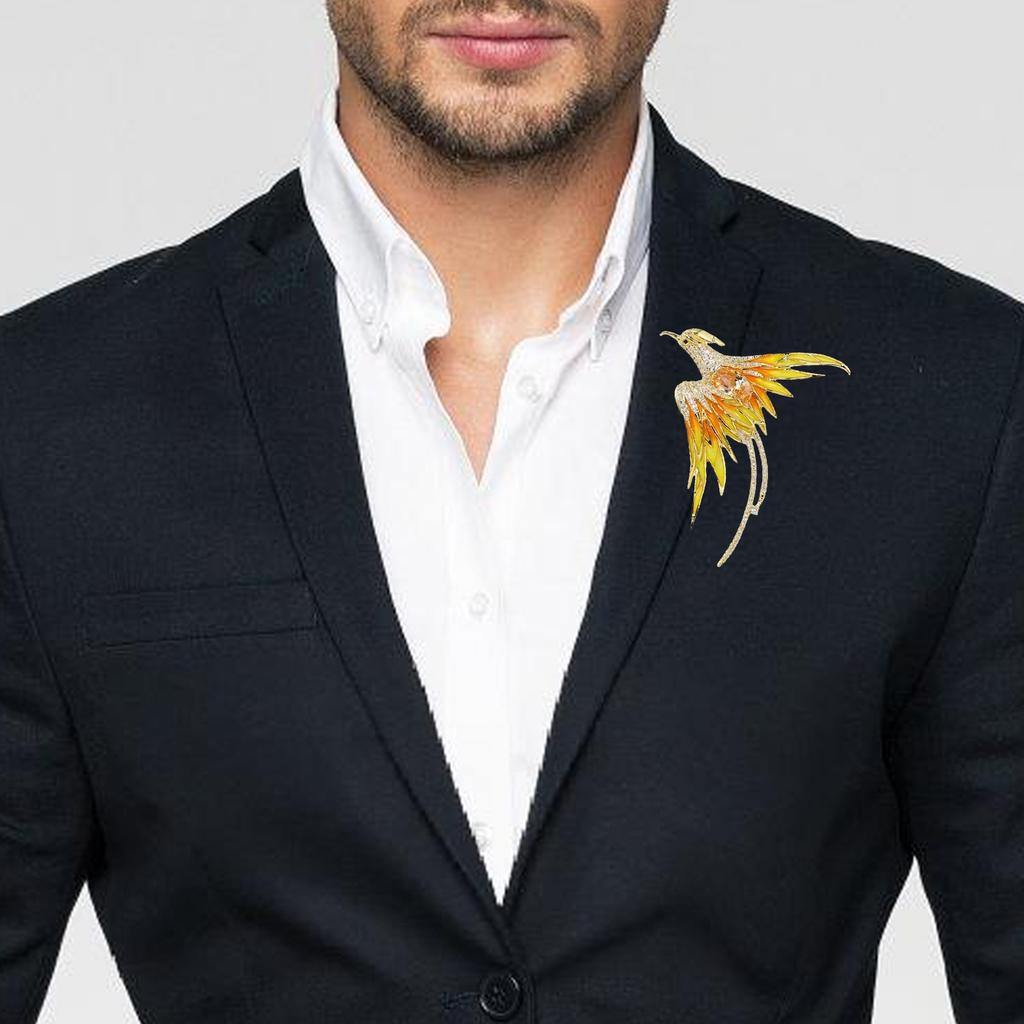Vibrant Enamel Phoenix Lapel Pin Versatile Phoenix Crystal Brooch Pin Unisex Enamel Bird Pin Accessory for Events