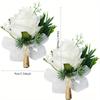 1Pc Simulation Bridesmaids and Groomsmen Wedding White Rose Green Plant Corsage Wrist Flower