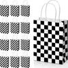 Gersoniel 24 Pieces Checkered Race Treat Bags White Black Checkered Bags Racecar Themed Candy Containers Plaid Kraft Paper Race Car Party Favors