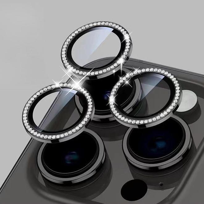 

Стеклянная линза с алмазным покрытием для камеры iPhone 15 14 13 12 11 Pro Max, защитная крышка для iPhone 14 Plus 14 Pro Max, чехол-стекло для линзы с металлическим кольцом For iP 14Pro/14 Pro Max-3pcs чёрный