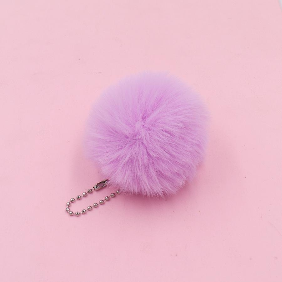 6cm Pom-Pom Plush Ball Beaded Keychain - Faux Rabbit Fur, Ideal for Bags, Keys, Earphone Cases