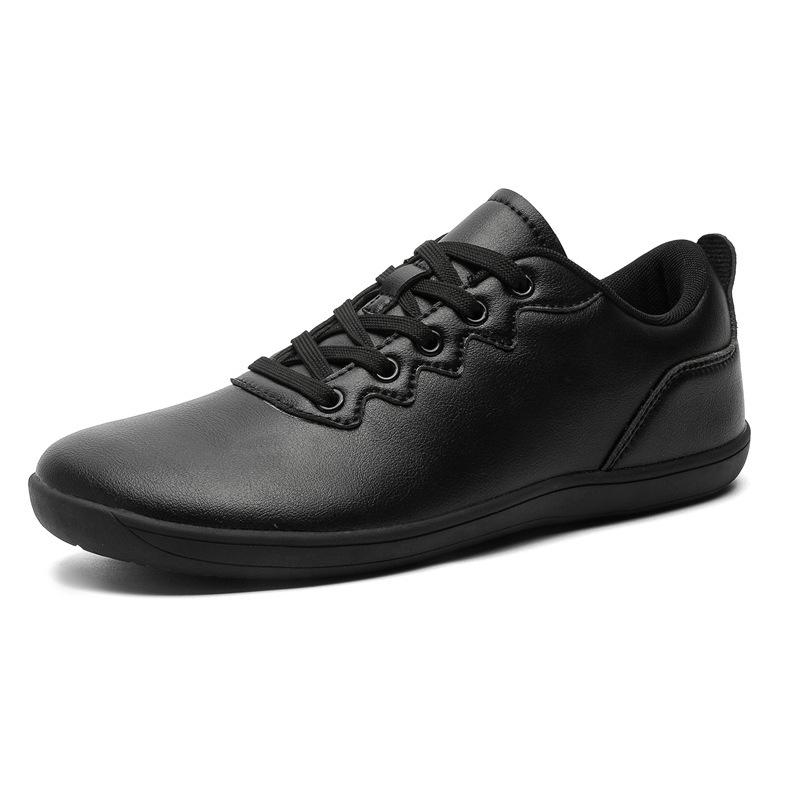 Men's and women's wide-headed barefoot shoes, light soft-soled couples' outdoor sports shoes, low-top lace-up leather casual shoes