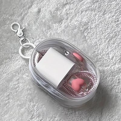 Mini Transparent Multi-Pouch Charger Bag Hanger Keyring Case