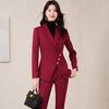 Women's High-End Red Blazer Suit - Casual, Professional, Celebrity Style for Autumn/Spring