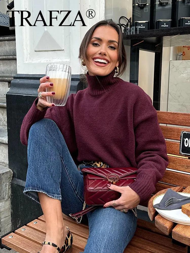 Autumn Women's European & American High Neck Long Sleeve Knitwear