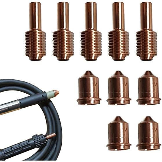 Tools Compatible with 10pcs Plasma Cutter 51206 Tips + 52574 Electrodes Razorweld X45 Kit Copper Plasma Cutting Torch Consumables Welding Tools