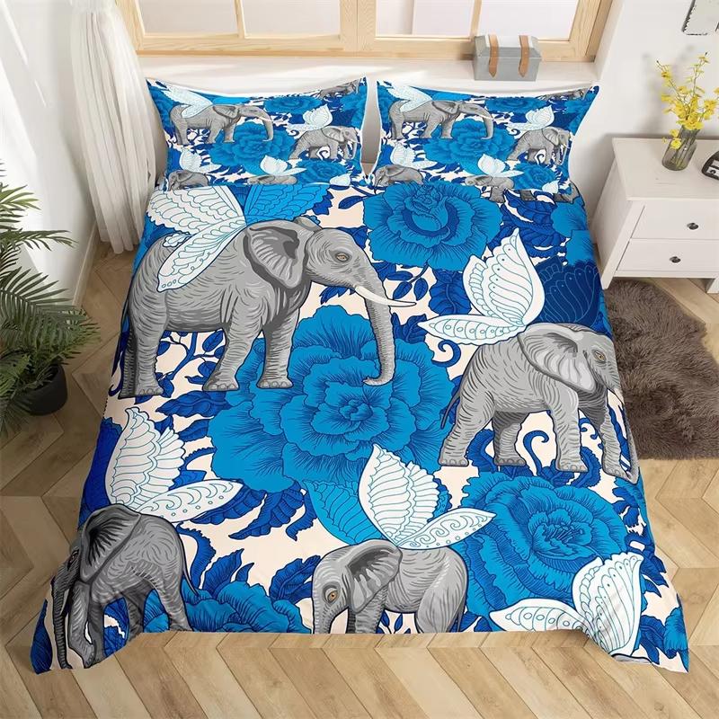 Elephant Duvet Cover Full Queen Size Wild Animal Bedding Set for Boys Girls Bedroom Dorm Decor Nature Wildlife Comforter Cover