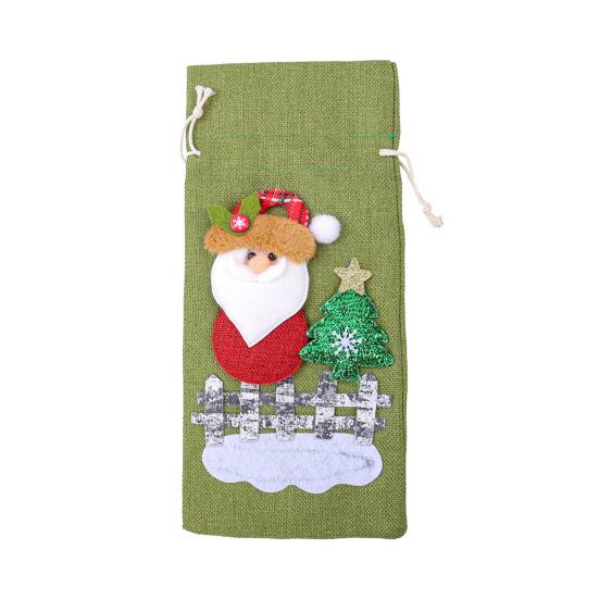 Dining Table Ornament Sets Christmas Wine Bottle Cover, Santa Claus/Snowman/Elk/Bear Gift Bag with Sticker Decals, Holiday Winter Home Accents