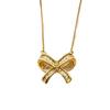Copper Gold-Plated Bow Knot Pendant Necklace: Elegant & Trendy Accessory for Women.