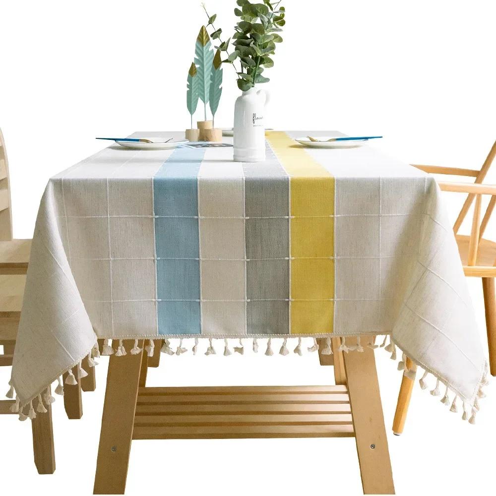 Nordic Tablecloth for Table Pastoral Decorative Linen Rectangular Tablecloth with Tassel Wedding Dining Table Cover Tea Cloth