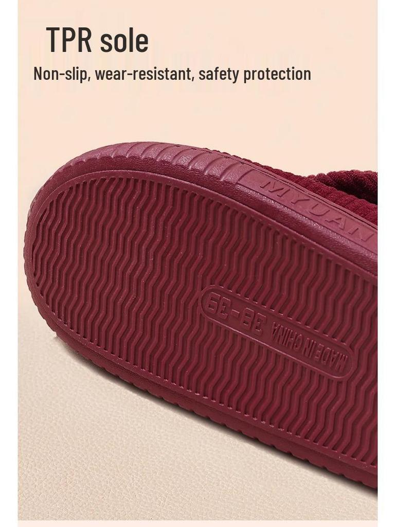 Winter Baumwollpantoffeln mit rutschfester Sohle für Mittelalte und Ältere - Plüsch, Warm, Dicke Sohle für Damen und Herren