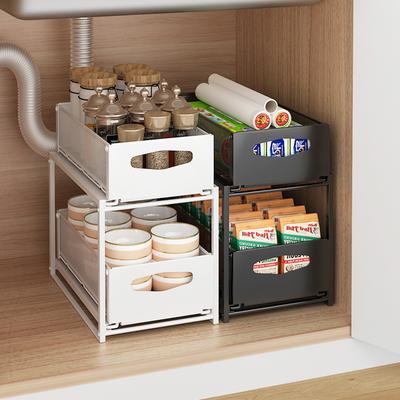 Kitchen Pull Out Under Sink Shelves Large Capacity Organizers With Sliding Drawer For Kitchen Bathroom