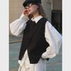 Louvre Autumn Korean Style Irregular Slit Vest for Women - Slim Layered Loose Fit Top