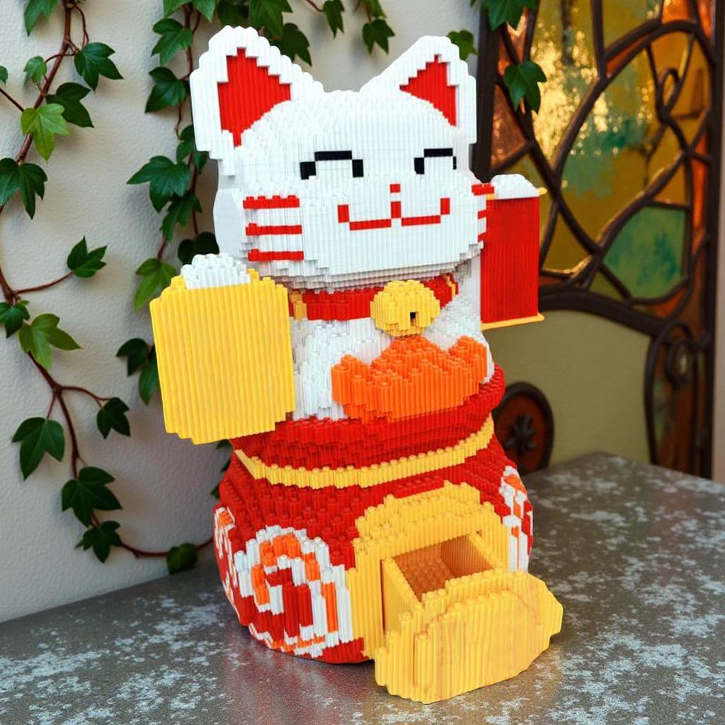 6625 Peças de Blocos de Construção de Modelo DIY de Gato da Sorte, Blocos Educativos Criativos Projetados para Jovens e Adultos, Presente de Aniversário