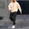Mens Black Printed Sweatshirt Set Casual Fleece Tracksuit Teens Daily Wear