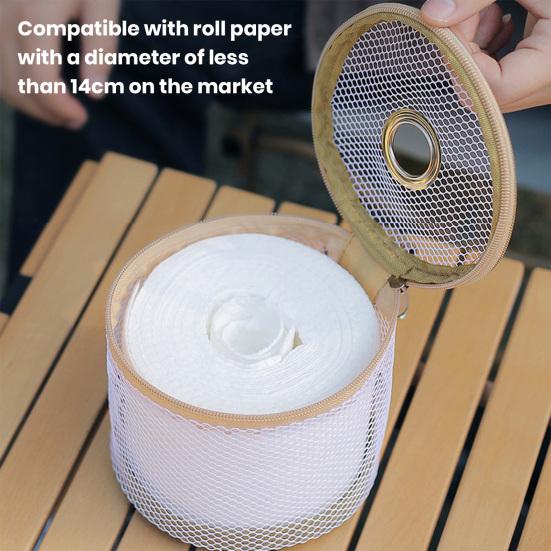Outdoor Camping Tissue Case Roll Paper Storage Bag Large Capacity Zipper Closure