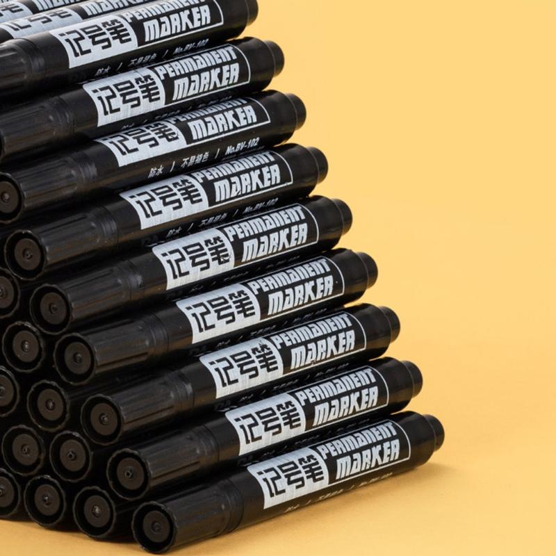 Permanent Marker Medium Point Black/Red/Blue Office Stationery Marking Writing Tool for Plastic Canvas Glass Mugs 10 Set