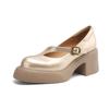 Plateau kleine Lederschuhe Damen Dicke Ferse Mary Jane Schuhe Hoher Absatz Leichter Mund Einzelne Schuhe