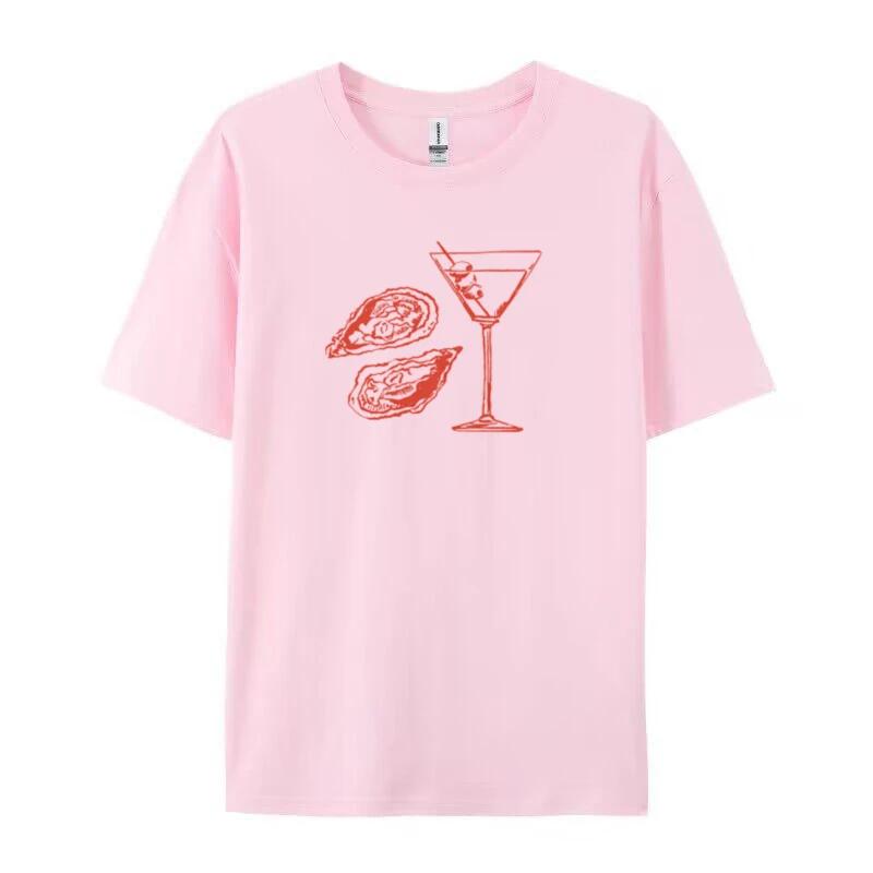 

Martini Oyster Print 90s Retro Graphic Tees Women Grunge Streetwear TShirts Cocktail Food Shirt Vintage Y2k Aesthetic Clothes 4XL