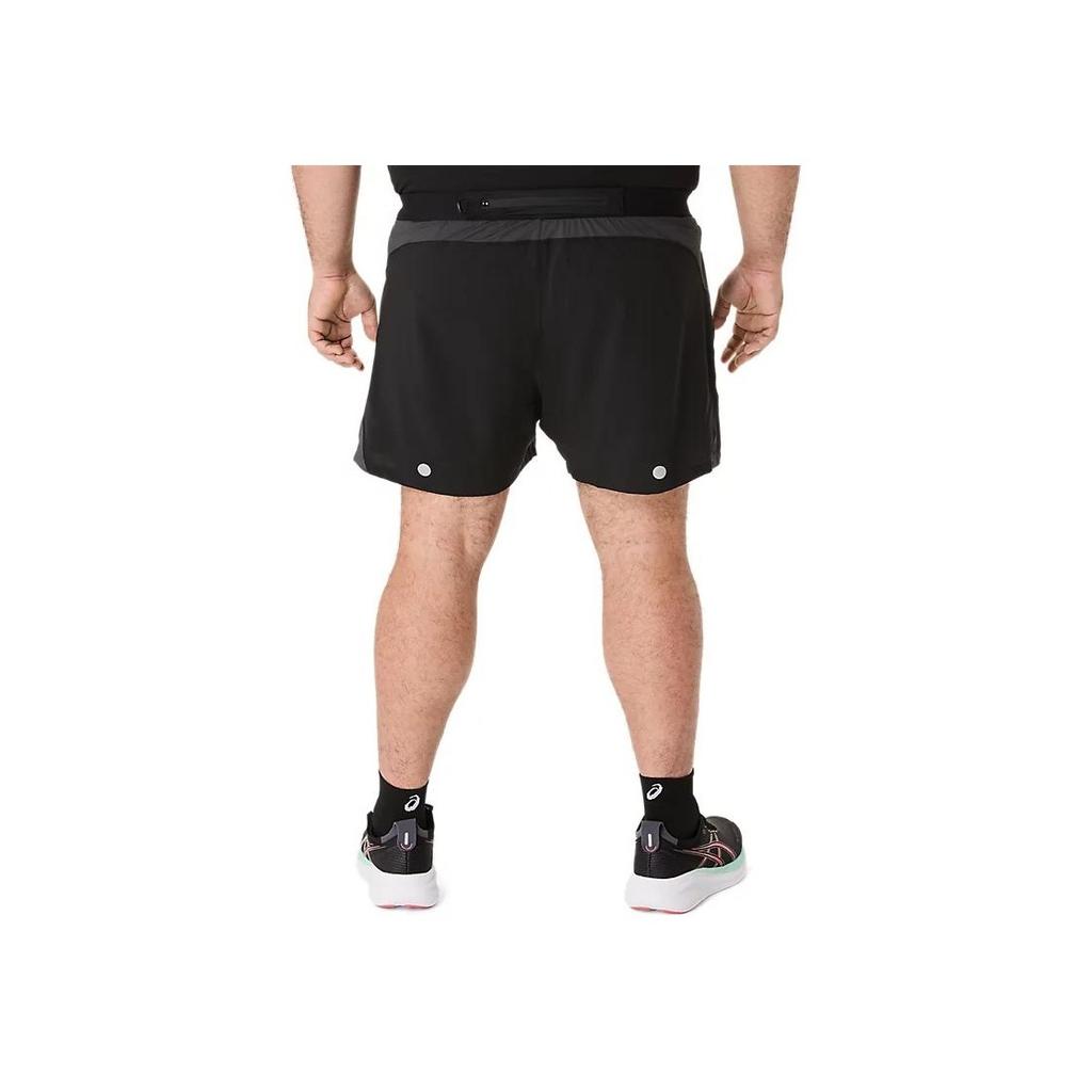 Asics Mens Running Logo Woven Breathable Lace-Up Comfortable Sports Shorts Men Shorts Black Gray 2011D247-001
