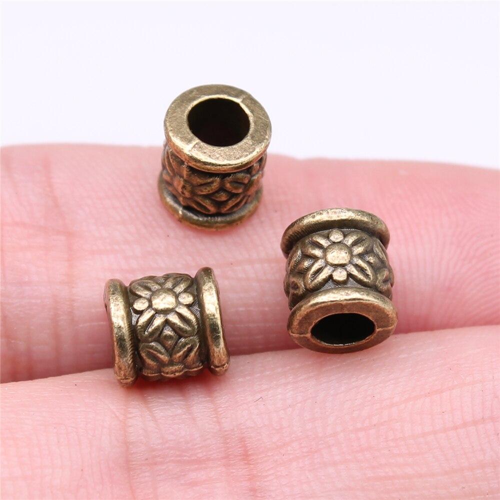 20Pcs Big Hole Spacer Beads Necklac For Woman Antique Bronze Color 8X7mm