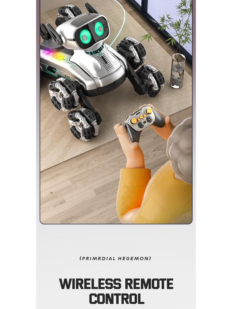 Kids' Remote Control Robot Dog Toy: Intelligent Electric Stunt Car with Eight Wheels