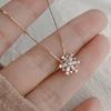 Lange Schlüsselbein Kette Silberschmuck für Damen Mädchen Glücks Schneeflocken Halskette Dekor