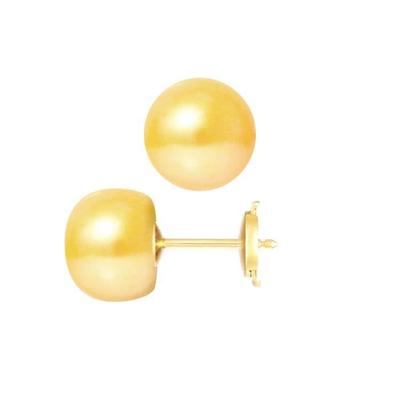 Earrings - - Genuine Cultured Pearls - 9-10 Mm - Yellow Gold - 2 Year Warranty