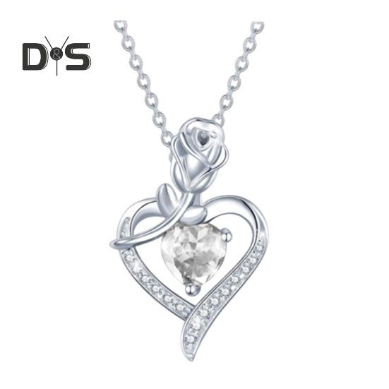 

Ожерелье с подвеской «Любовь» для женщин, ожерелье из сплава, кулон в форме сердца с розой и стразами, ювелирное украшение для мамы, жены, подарок на годовщину ко Дню матери