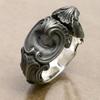Adjustable Sterling Vintage Double-Faced Eye Carved Ring Men Women Geometric Asymmetrical Gothic Style