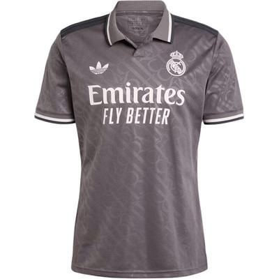 Originais SS24 Série Real Madrid Carta Casual Manga Curta Camisa de Futebol Masculina Tops Carvão IY1763