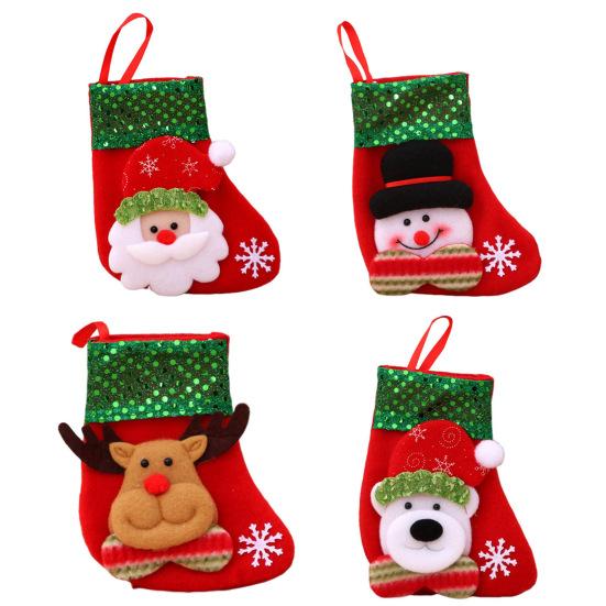 Mini Christmas Stockings 6 Inch Small Christmas Stockings with Glitter Sequin Cuff 3D Snowman Bear Santa Claus Reindeer Hanging Socks