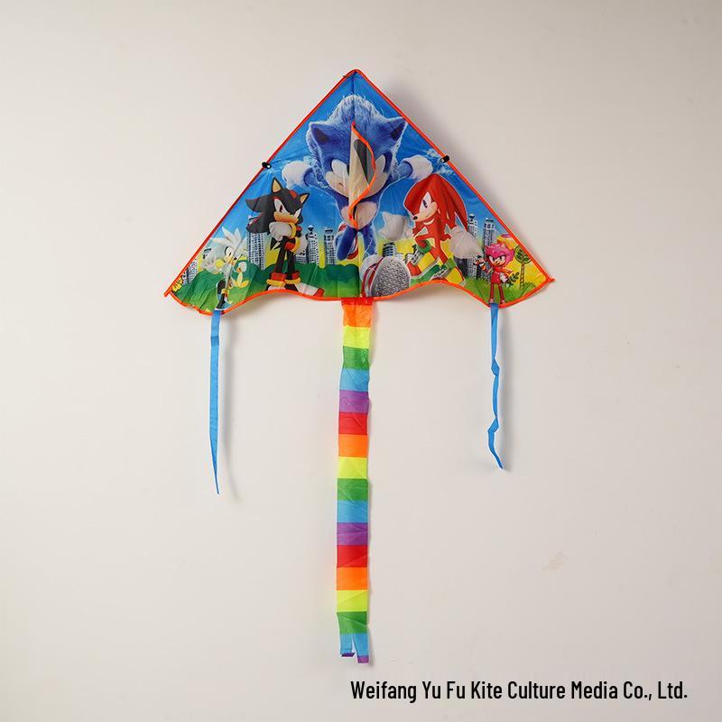 1m Cartoon Curved Edge Triangle Kite for Kids - Outdoor Flying Model