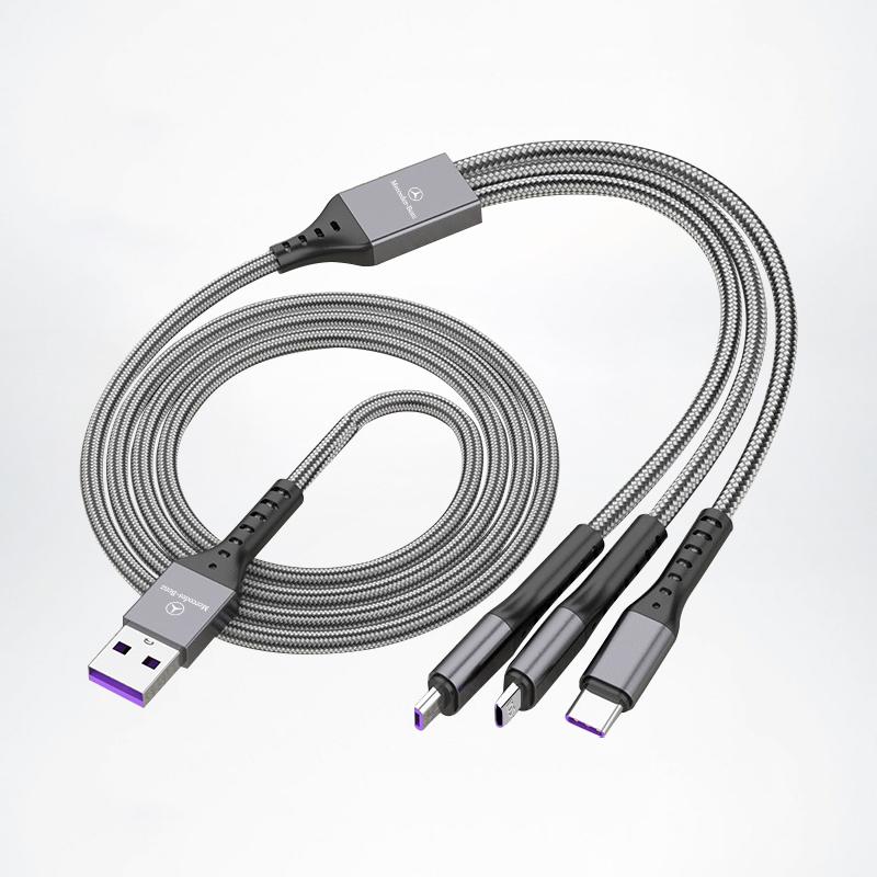ULA5 For Mercedes-Benz GLC X253 X254 C-Class W205 W206 A-Class W177 GLA W213 100W Car Fast Charging 3 In 1 Multi Phone Charging Cable