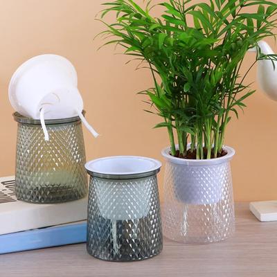 Self Watering Plant Pot Flowerpot with Drainage Holes And Transparent Water Reservoir Indoor Self Watering Planter for Home Office Decor