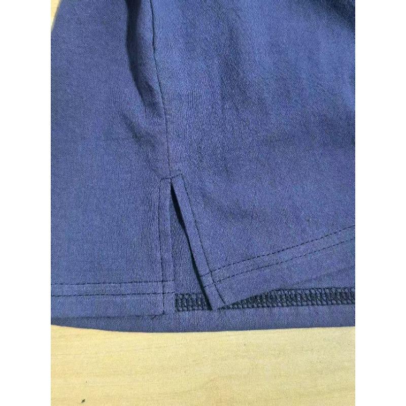 New Solid Color Collarless Long-sleeved Tops for Men Cotton and Linen Comfortable Casual Loose Lining