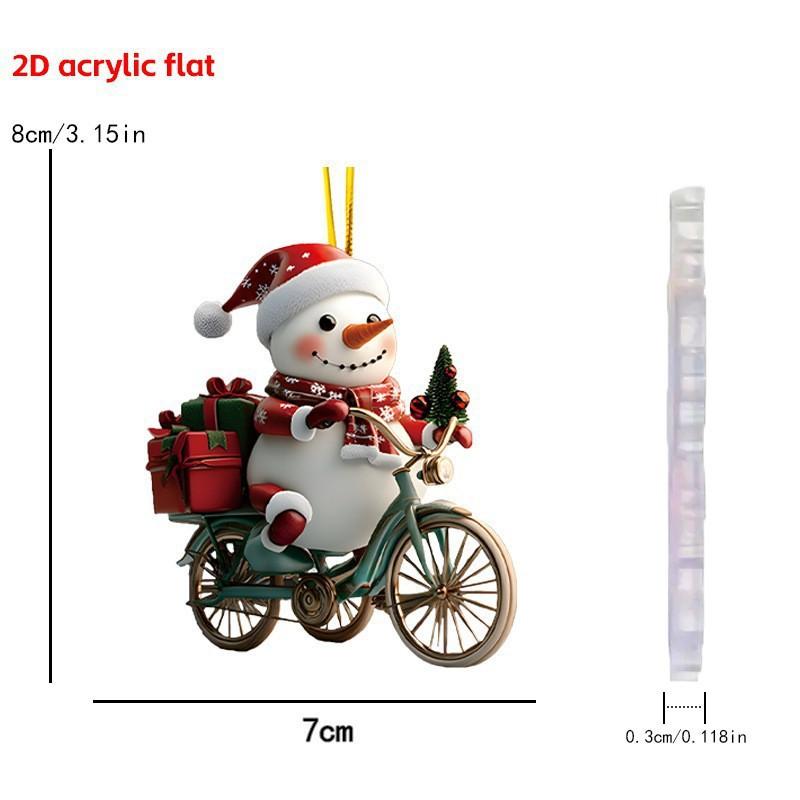 Christmas Tree Pendant Acrylic 2D Cartoon Santa Claus Snowman Festive Hanging Ornaments For Christmas Tree Decor Cute Cartoon