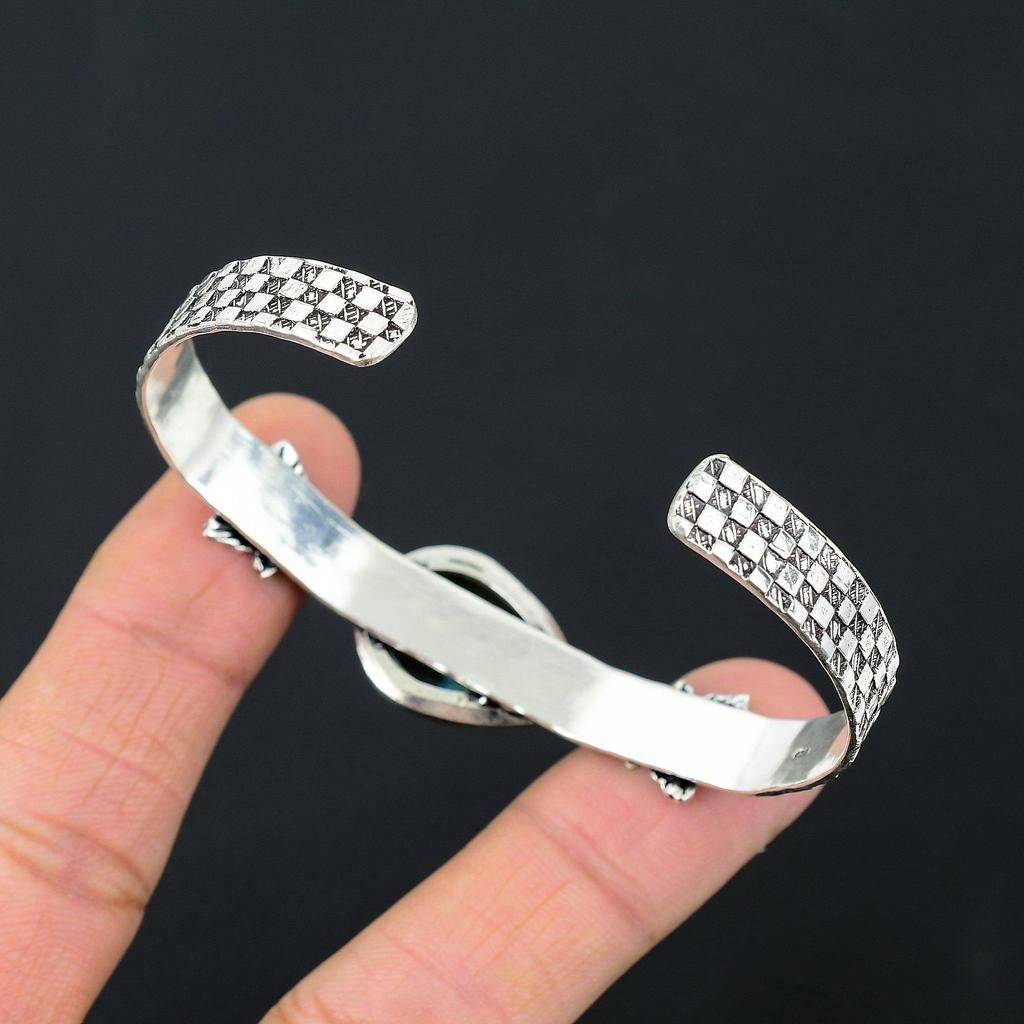 Mothers Day Sale Labradorite Stone 925 Sterling Silver Anniversary Trendy Bangle