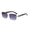 Personalized Leopard Head Retro Metallic Style Sunglasses Men's and Women's Square Frameless High-end UV Resistant Glasses