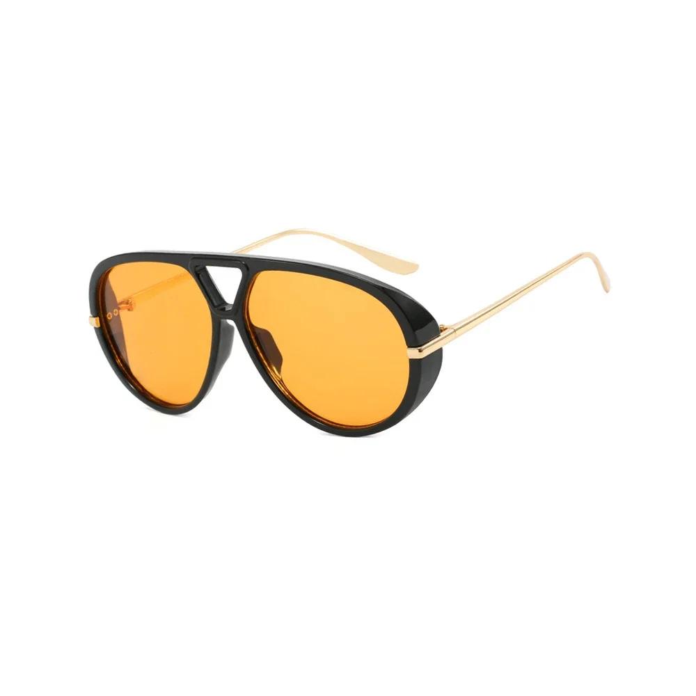 New Fashion Outdoor Yellow Sunglasses Women Men Brand Vintage Punk Pilot Sun Glasses Female Beach Shades