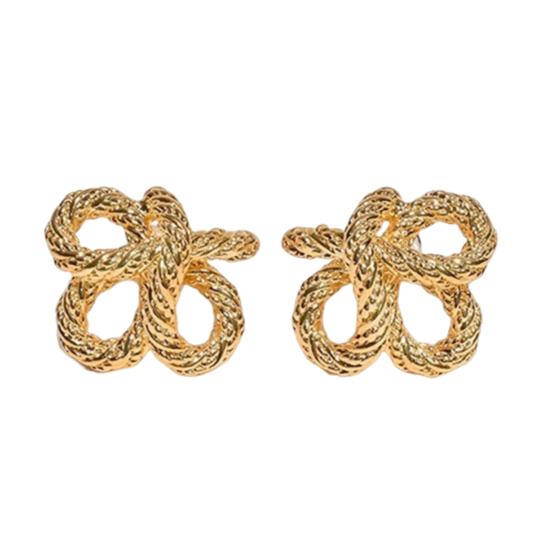 

1 пара сережек-гвоздиков с закрученным дизайном, медные серьги-гвоздики, простой стиль, повседневные серьги, универсальный модный аксессуар золотистый