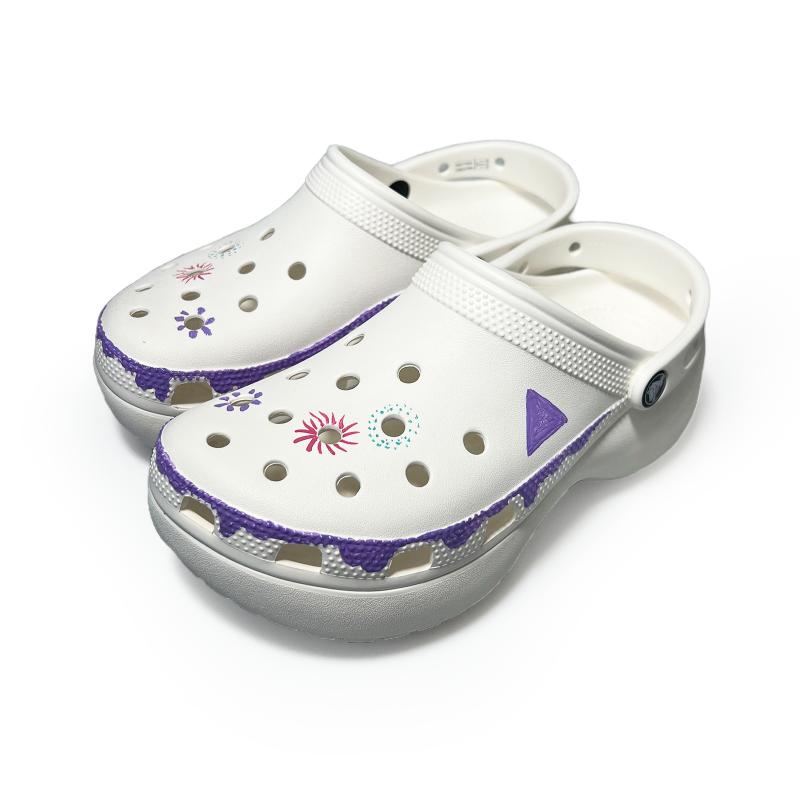 Crocs Classic Platform Clog Fireworks Waves Beach Hole Shoes Women's Style