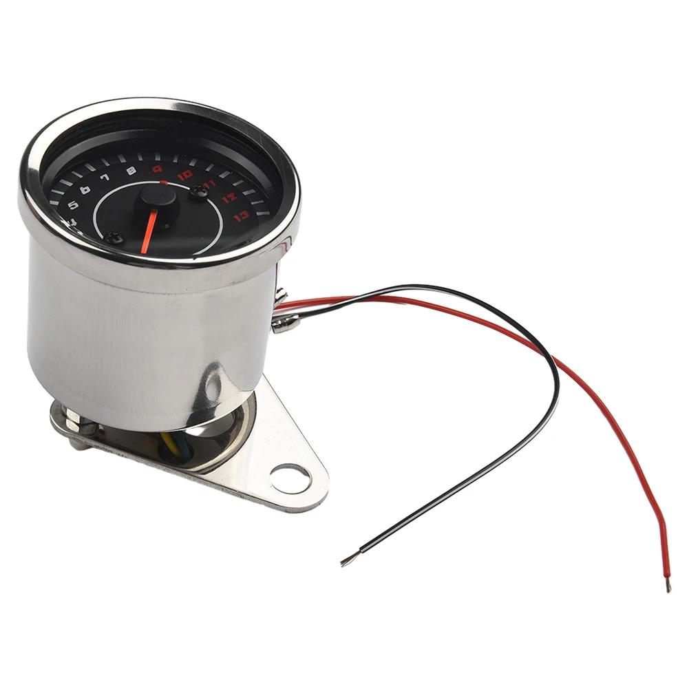 Motorcycle Tachometer 6.5cm Diameter DC 12V Stainless Steel Applicable To All Motorcycles LED Backlight 13K RPM Shift