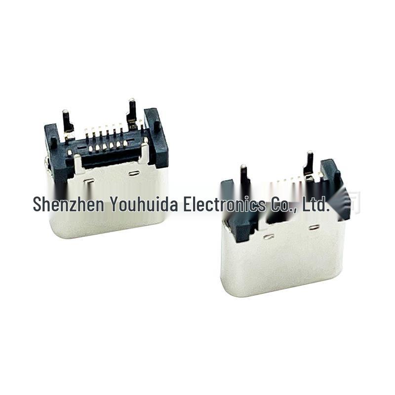 TYPE-C Female 16P Vertical Mount 4-Leg DIP with Positioning Posts H8.8/9.3/10.0/10.5